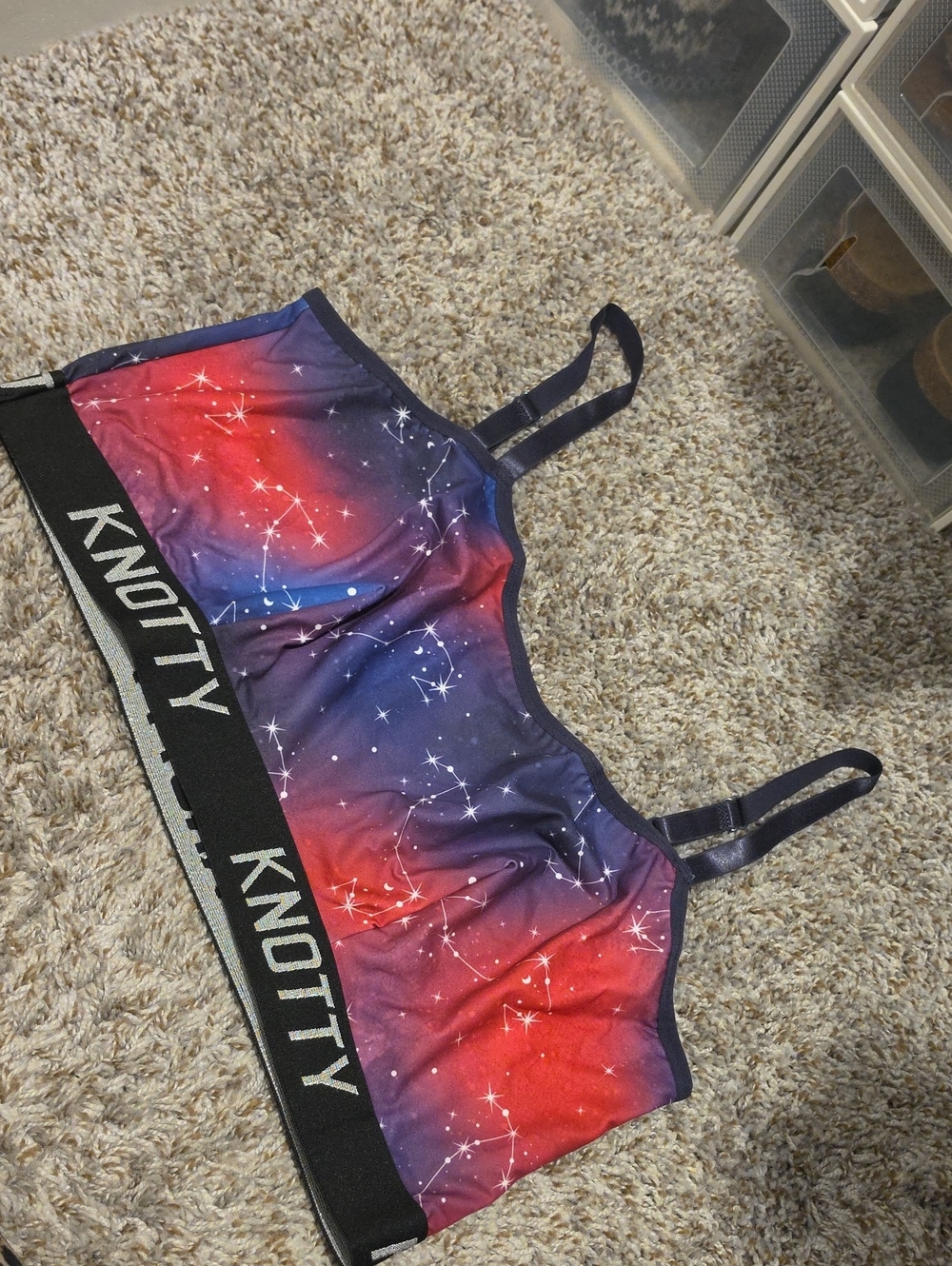 Knotty Galaxy Print Sports Bra - Red & Purple (Scorpio)